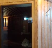 A sauna with wooden paneling in a two-room apartment.