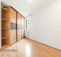 A room in a 2-room apartment with a wood-decor floor and a built-in wardrobe.
