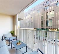 Balcony with seating in a 1-room apartment on Floriánska Street in Bratislava - Old Town.
