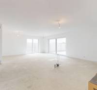Spacious interior of a family house with sliding glass and connection to heating.