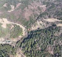 Aerial view of agricultural and forest land in Lazy pod Makytou.