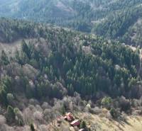 Aerial view of agricultural and forest land around Lazy pod Makytou.