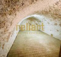 A basement with a brick floor in a family house.