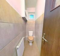 Bathroom in a family house, containing a toilet and a ladder radiator.