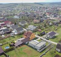 Aerial view of family houses in the village of Neporadza on Bošianska Street.