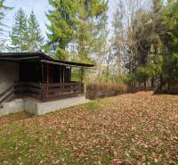 A cottage in nature on Recreational lands in Holčíkovce, surrounded by coniferous trees.