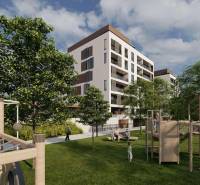 Modern architecture with a playground in front of a 4-room apartment on Suchoňova Street, Poprad.