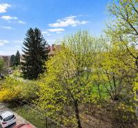 View from a 3-room apartment on Dukelská Street in Bernolákovo with lush vegetation.