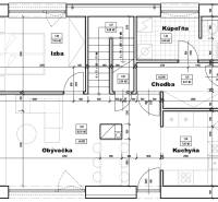Apartment layout with the arrangement of a room, bathroom, kitchen, and living room. Plots - housing.