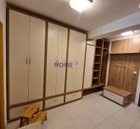 A hallway in a 2-room apartment with spacious closets and a coat rack wall.
