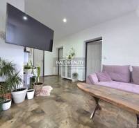 Living room with a television, plants, and a wooden decor floor in a family house.