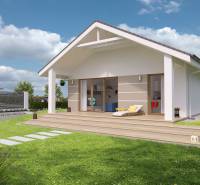The family house on Karasova Street in Senec has a grassy yard with a terrace.