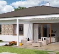A family house on Jelšová Street in Bernolákovo with a terrace and garden seating.