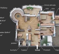 Floor plan of a 3-room apartment on E. Belluša Street in Piešťany with two winter gardens.