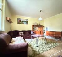 Living room in a family house with a sofa and a rug on a wooden decor floor.