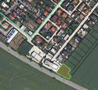 Aerial view of commercial land in Kráľová nad Váhom, close to residential areas.