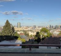 Panorama of Bratislava - the Old Town with a view of the rooftops of family houses and modern buildings.