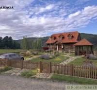 A rustic cottage with a gazebo and a car on the property for living in Horný Tisovník.