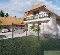A family house in Šiatorská Bukovinka with a gabled roof, balcony, garage, and fencing.