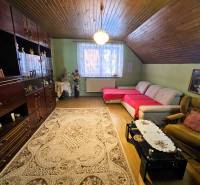 Living room with a carpet, sofa, and wood-patterned flooring in a family house.