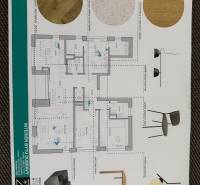 Floor plan of a 4-room apartment with flooring and furniture design.