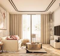 A bright living room with wood-patterned flooring and comfortable seating in a 3-room apartment.