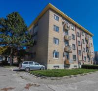 An apartment building with a parked car on Sasinkova Street in Piešťany.