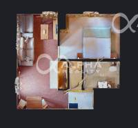 Floor plan of a 2-room apartment with a living room, bedroom, and bathroom.
