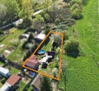 Aerial photograph of a garden in Kráľová nad Váhom with a pool and surrounding vegetation.