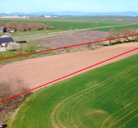 Aerial view of arable land and the surroundings of the Gardens in Ondrejovce.