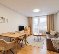Living room in a holiday apartment with a cozy sofa and a wooden decor floor.