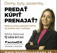 Offer for sale, purchase, or rental of real estate with contact information for Silvia Salvová.
