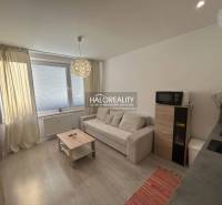 Studio apartment with a sofa and kitchen, decorated with wooden floor decor.