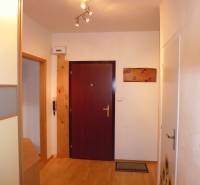 A hallway in a 2-room apartment with a wood-patterned floor and lighting.