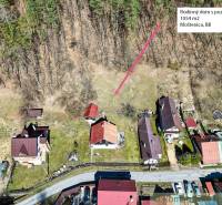 Aerial view of a cottage with land in Moštenica near the forest.