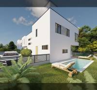 A family house in Nin with a swimming pool, garden, and parking space on the street in Nin.