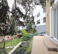 Garden space of a 1-room apartment on Lichardova Street in Bratislava, Old Town, with a terrace and plants.