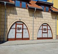 Commercial premises on Kukučínova Street in Dunajská Streda with stylized shop windows.