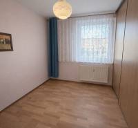 A room in a 2-room apartment with a wooden decor floor and a large built-in wardrobe.