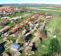 Gardens in Gemer with blooming trees and a marked rectangle in the landscape.
