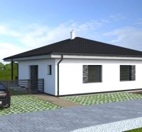 A family house on Leknová Street in Láb with an adjacent car and a landscaped garden.