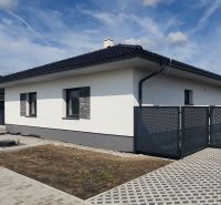 A family house on Leknová Street in Láb with a modern fence and a paved driveway.
