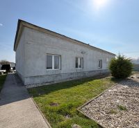 A family house in Zemianska Olča, surroundings with greenery and a gravel path.