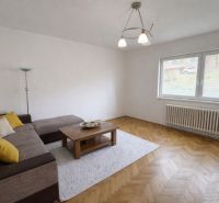 Living room in a family house with a corner sofa and a wooden decor floor.