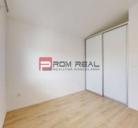 A room in a 3-room apartment with a wooden decor floor and a built-in wardrobe.