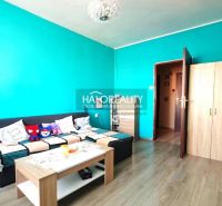 Living room with a sofa and a wooden decor floor in a 3-room apartment.