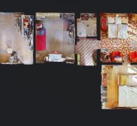 Floor plan of a family house with multiple rooms and floors with a wooden decor.