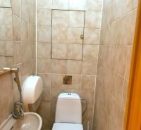 Bathroom with toilet and sink in a 3-room apartment.
