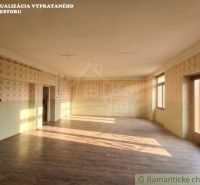 A spacious room in a family house with a wooden decor floor and large windows.