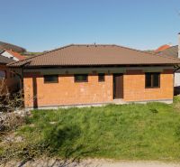 A family house in Drietoma with a brown tile roof and a brick facade.
